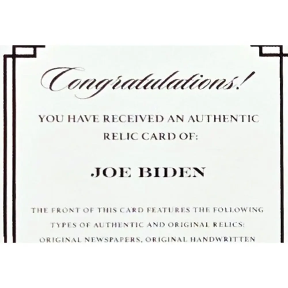 Authentic Joe Biden from the Desk of the President Relic Card Rare